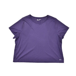 Under Armour Purple Perforated Mesh Short Sleeve Fitted Training Shirt Women 2X